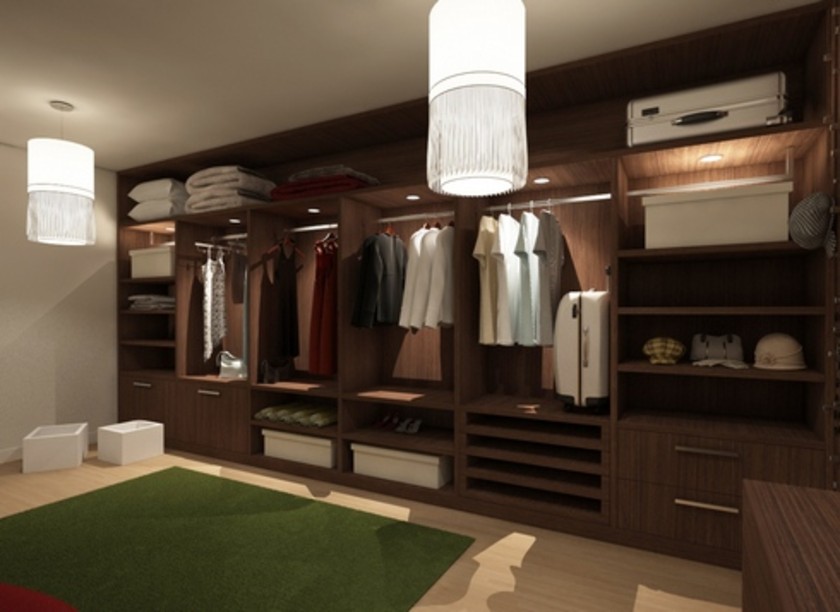 Классическая гардеробная комната из массива с подсветкой Нижний Тагил